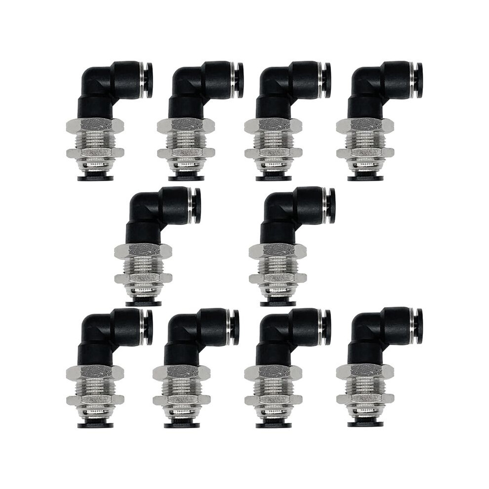 10Pcs Bulkhead Elbow 1/4In X Tube Od Push,90 Degree Quick 4853415679592
