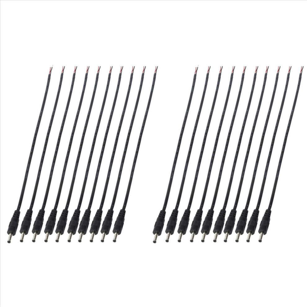 20 Pack 3.5Mm X 1.35Mm Dc Power Male Plug Jack To Bare Wire Open End Pigtail Cable Cord 3.5X1.35mm For 4853415683797