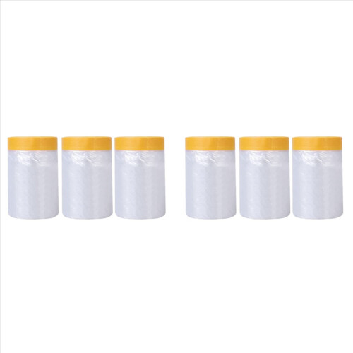6X Dust Sheets Roll, Plastic Masking Film Rolls Drape with Self-Adhesive Tape