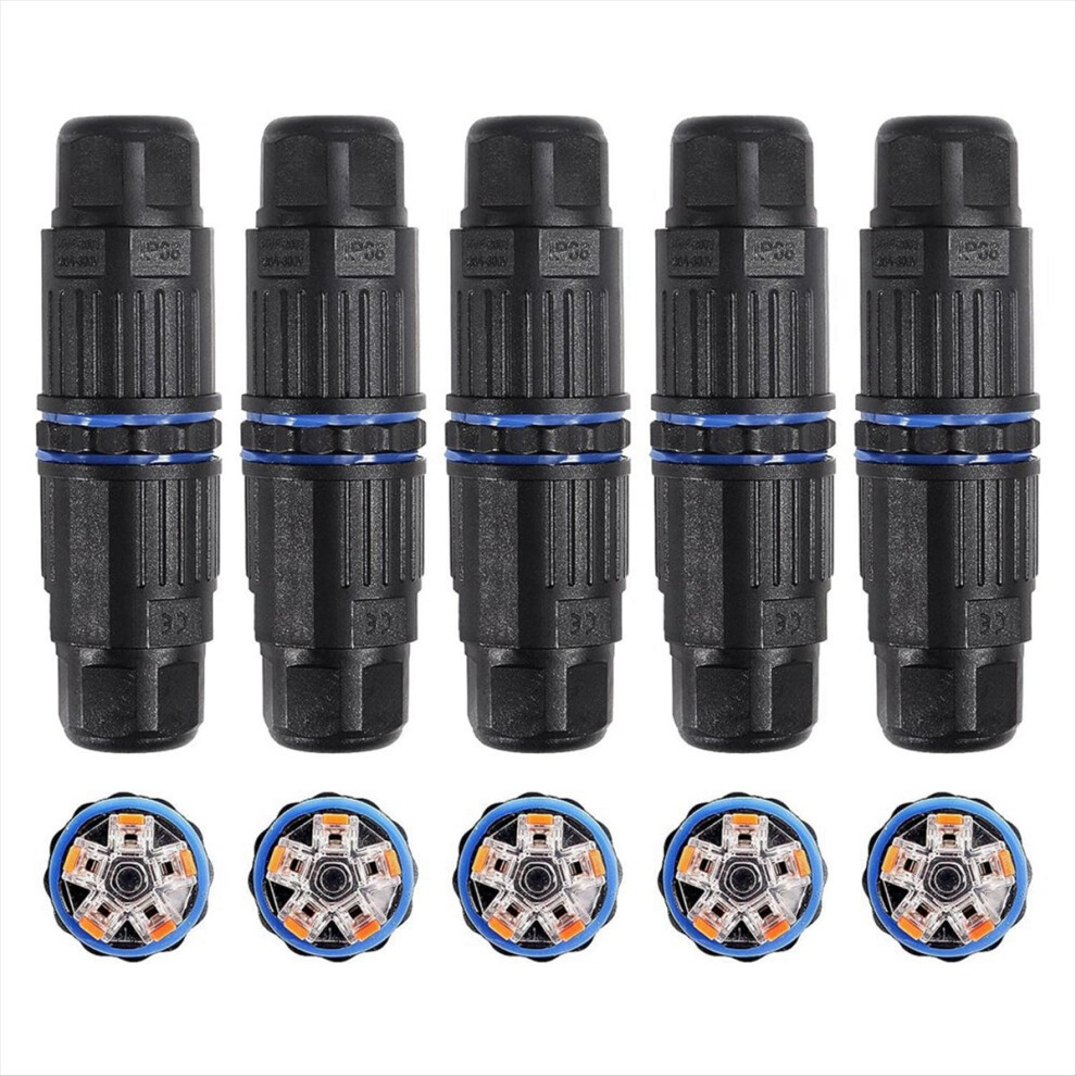 5Pcs Ip68 Waterproof Junction Box, Outdoor 5 Pin Cable Connector 4853415686309