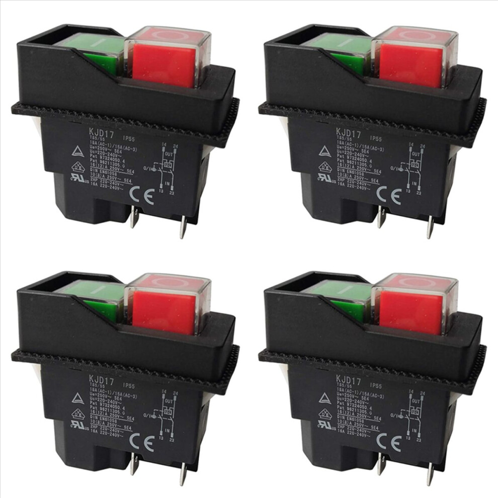 4X Electromagnetic Switches Pushbutton For Garden Tools Kjd17 220V 4 Pin -Terminals 4853415689867