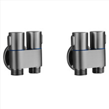 2X Mini Multi-Function Faucet Brass 1 Into 2 Out Dual Control Washing Machine Chrome Tap for A