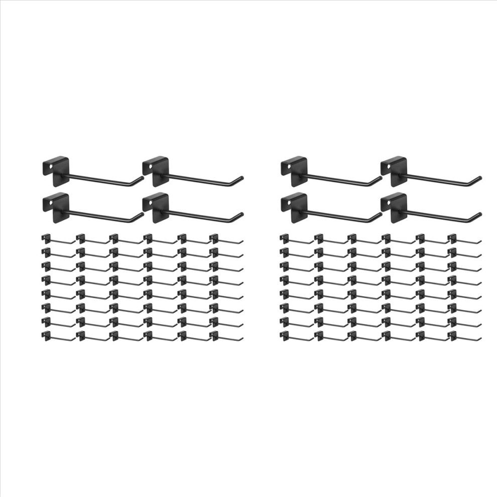 96 Pcs Gridwall Hooks 4 Inch Metal Panel Hook Hanger Square Tube Cubicle Coat Peg Black 4853415687016
