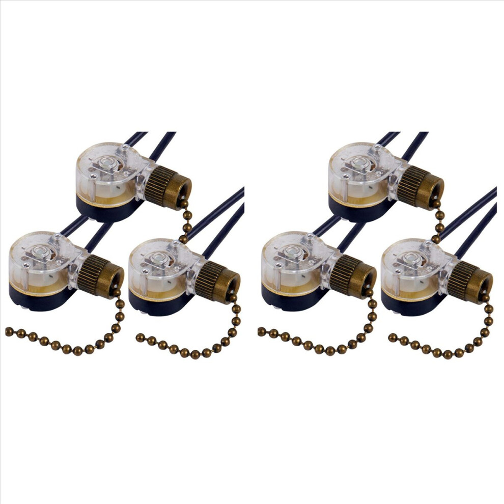 6Pack Ceiling Fan Light Switch Ze-109 Pull Chain Replacement (Bronze) 4853415694847