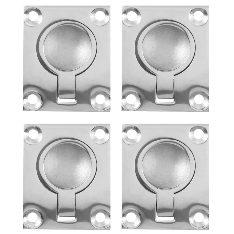 4Pcs 48 X 38Mm Boat Locker Hatch Latch Cabinet Flush Mount Ring Pull Handle Marine Surfing Hardware 316 Stainless Steel 4853415699804