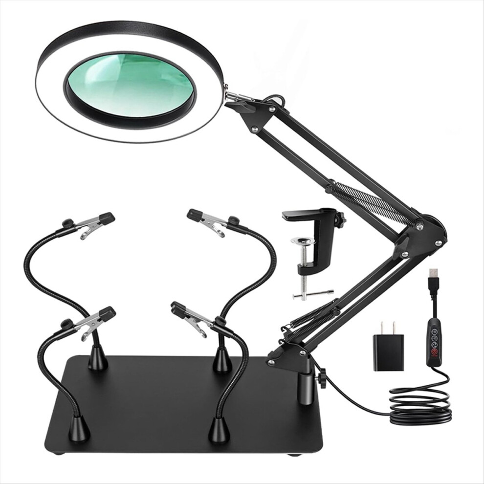Soldering Station Helper,10X Magnifying Glass With Lamp 4853415615781