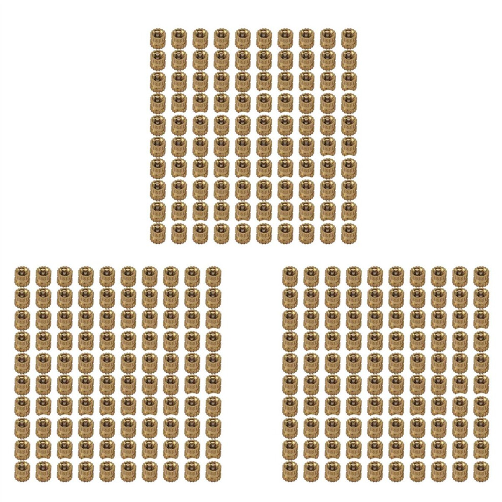 M2 X 3Mm Brass Cylinder Knurled Threaded Round Insert Embedded Nuts 300Pcs 4853415618041