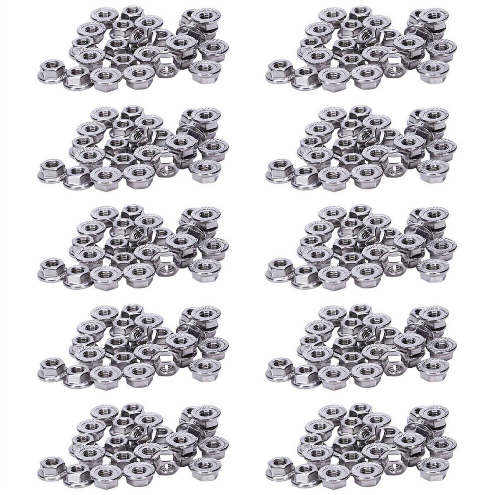 250 Pcs 304 Stainless Steel Serrated Flange Metric Hex Lock Nuts M6 4853415622642