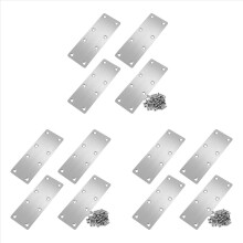 12 PCS Straight Bracket Flat Mending Plate Stainless Steel Brace with Screws for Furniture Wooden Door Wood