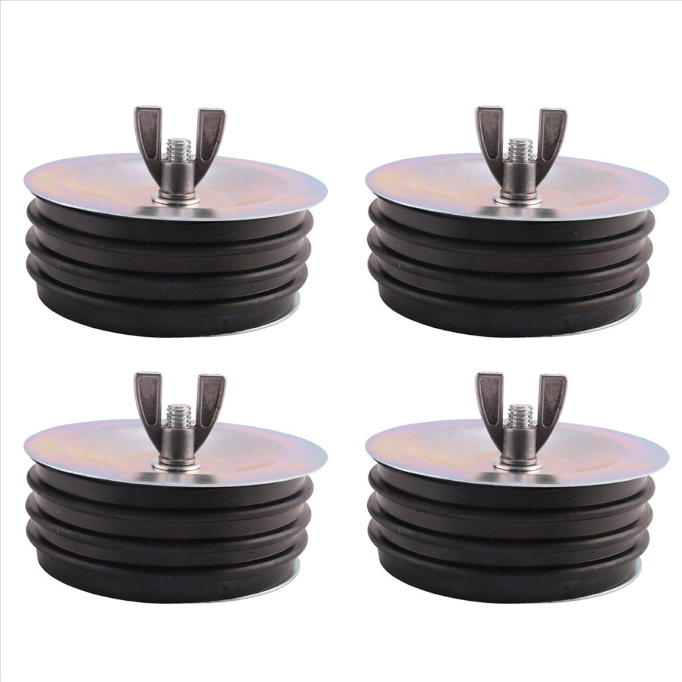 4Pcs 4In Steel Mechanical Test Plug,Sturdy Sewer Cleanout Cap With Galvanized Screw And Wing Nut For Most Pipe Sink Pool 4853415630081