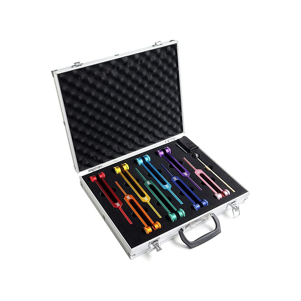 Melitt Chakra Tuning Fork Set For Healing, Sound Therapy, With Gavel, Etc