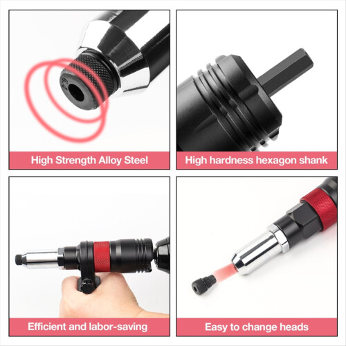 2.4-6.4mm Electric Rivet Nut Adapter with Wrench and Handle 2