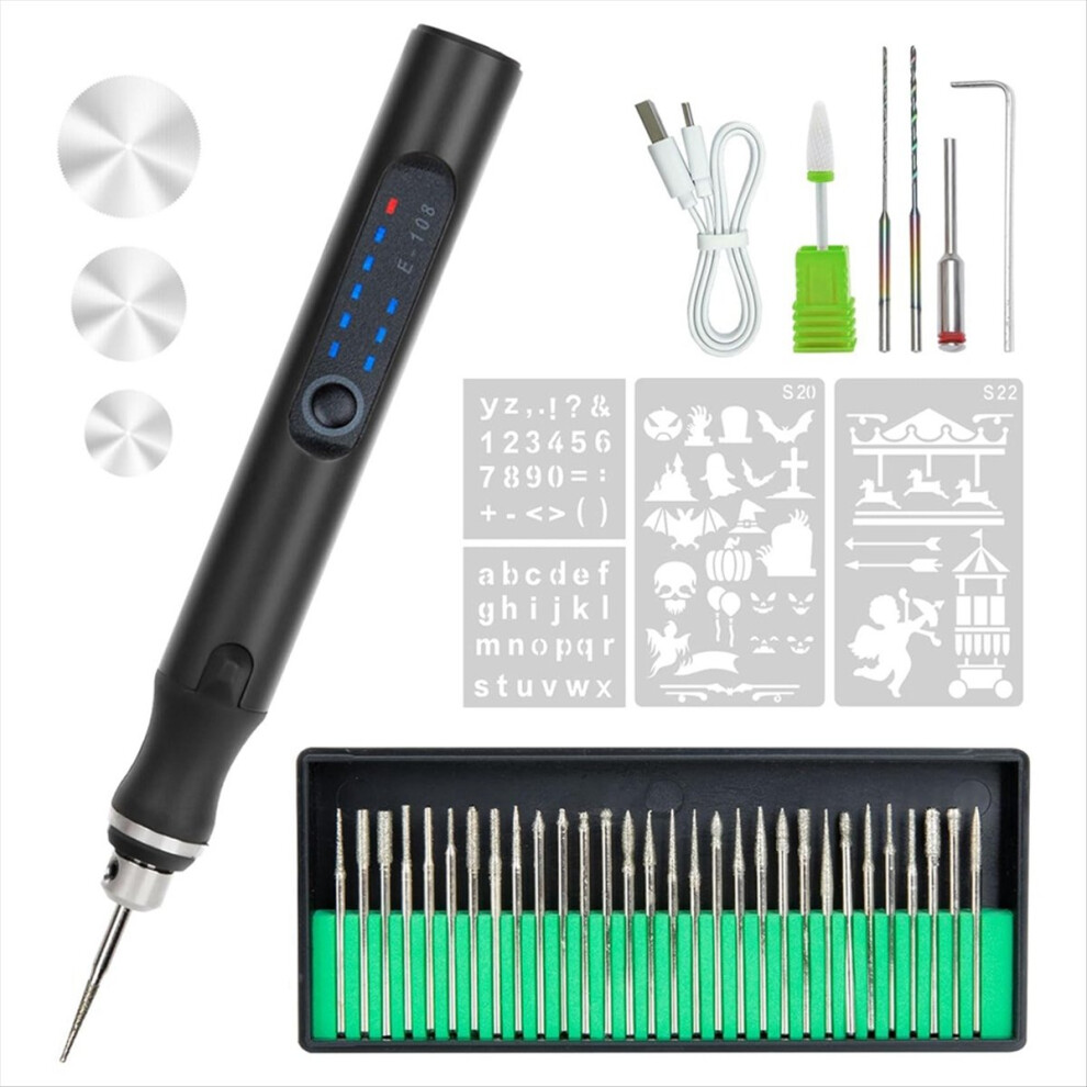 Usb Rechargeable Engraving Pen With 36 Bits, Rotary Tools, Dark Gray 4853415650973