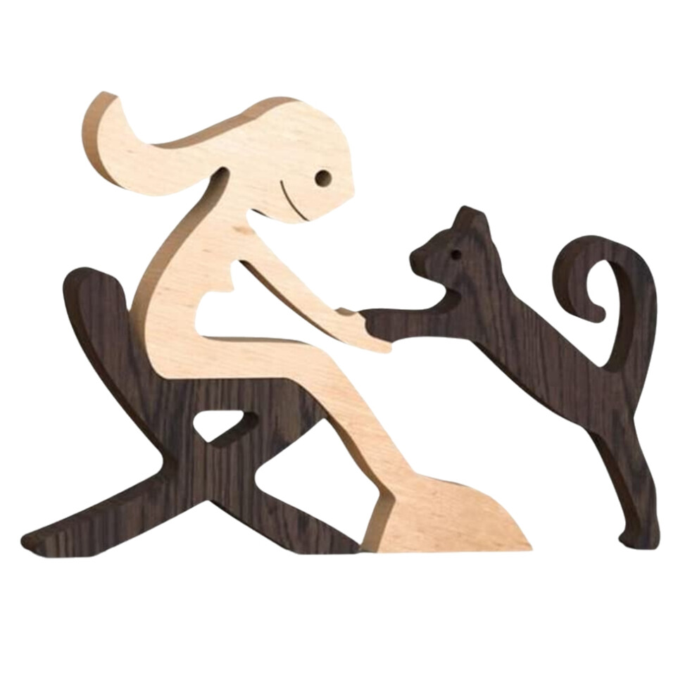 Handmade Wooden Statue, Pet Carved Wood Sculpture Desktop Decor A 4851286634368