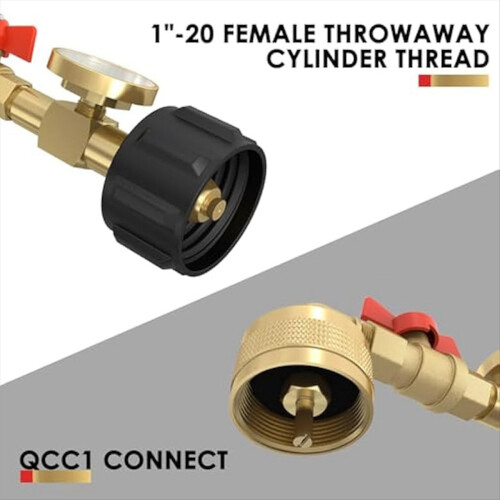 Swivel Propane Refill Elbow Adapter with Gauge and Control Valve 2