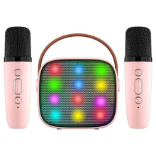Mini-Karaoke-Maschine mit kabellosen Mikrofonen für Kinder und Erwachsene, Pink