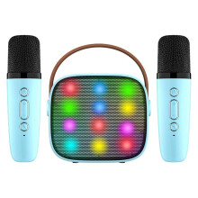Mini-Karaoke-Maschine mit drahtlosen Mikrofonen für Kinder und Erwachsene, Blau