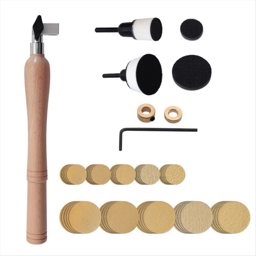 Schalenschleifer-Set mit 50 Schleifscheiben und Griff 2