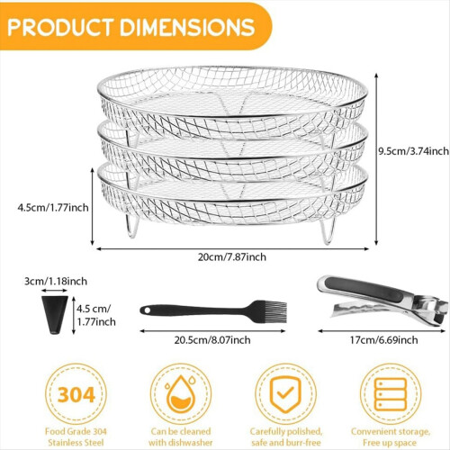 Air Fryer Rack Round 3 Layer Stackable Dehydrator Racks 2