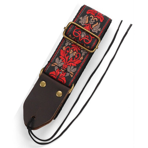 Guitar Ukulele Strap Embroidered (Black) 2