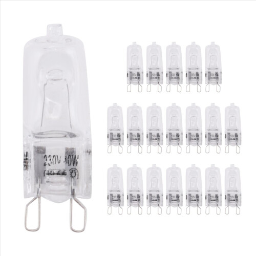 20Pcs G9 Halogen Light Bulbs,40W Clear Lamps Dimmable,2800K 1