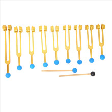9-teiliges Stimmgabelset mit Hämmern für Heilung, Klangtherapie, Gold