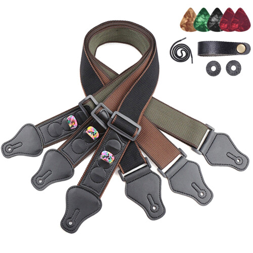 Folk Guitar Electric Strap with Headstock Pick-Khaki 2