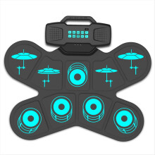 Electronic Drum Set Hand Roll 9 Pads Dual Speaker Rechargeable