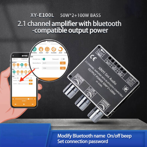XY-E100L 2.1-kanaals Bluetooth-audioversterkermodule 50W x 2 + 100W 2
