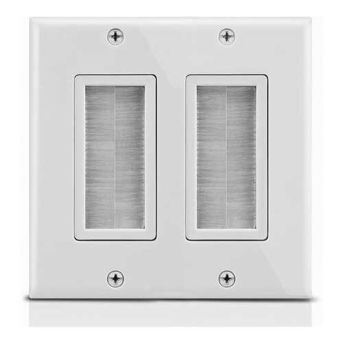 2-Gang Wall Plate, Low Voltage Cable Plate for Speaker Wires 1