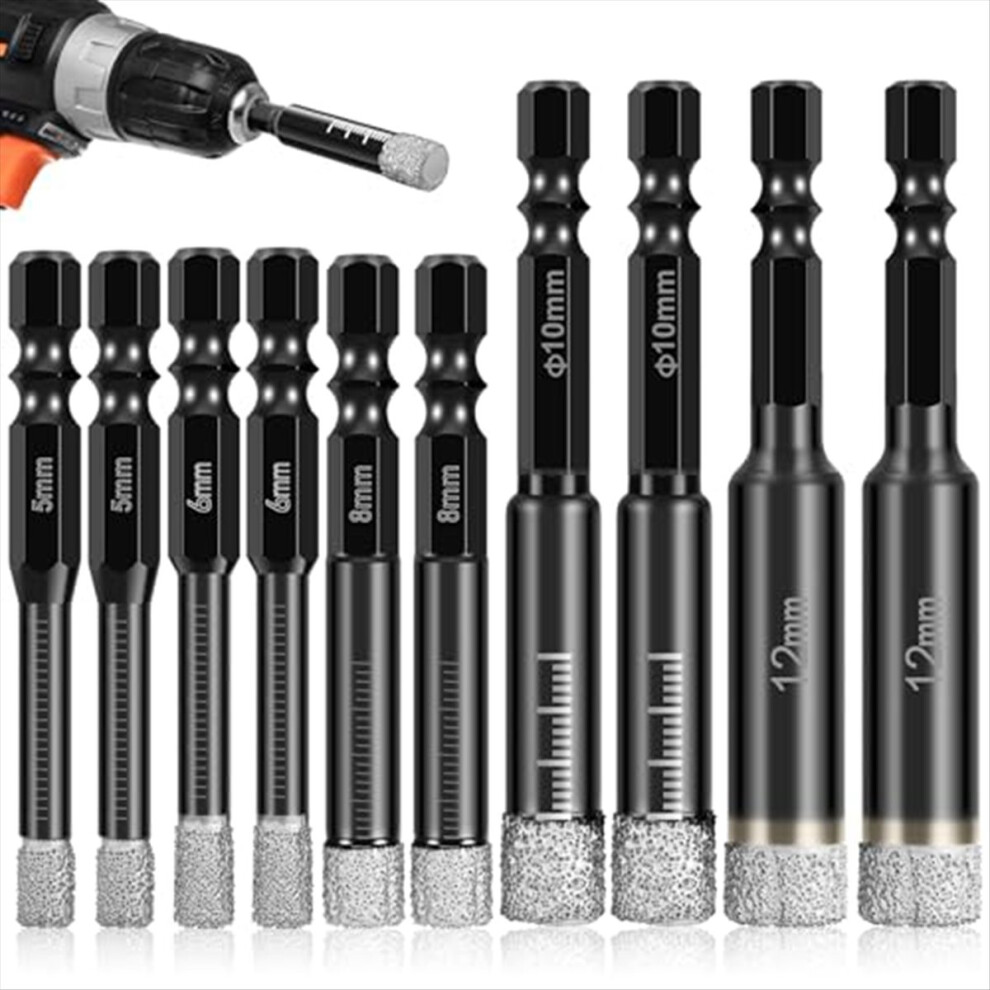 10Pcs Dry Drill Bits Set,for Ceramic Marble Glass-image-OPC-PMQPMTT-NEW