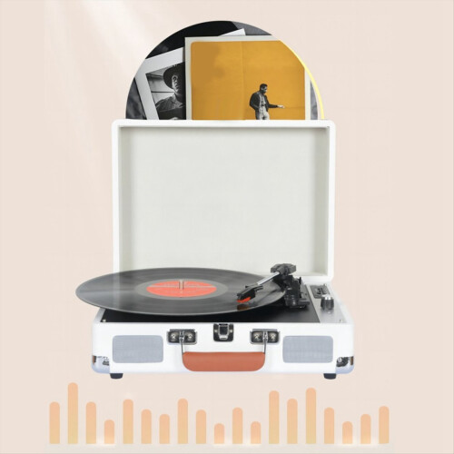 Vintage Vinyl Record Player EU Plug,dark brown