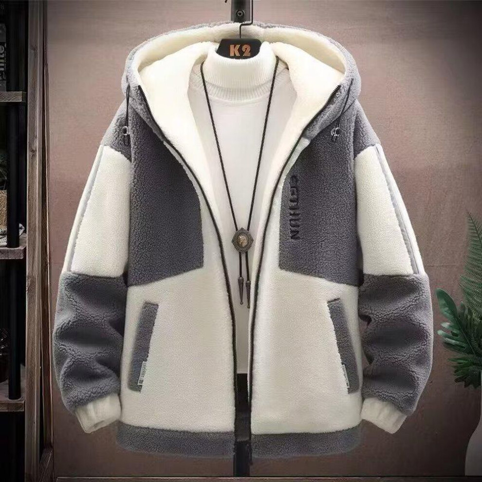 (grey, 4XL) Autumn Winter Lamb Fleece Jacket Thick And Casual Men's Loose Fit Suitable For Teenagers-image-OPC-PMQPSSD-NEW