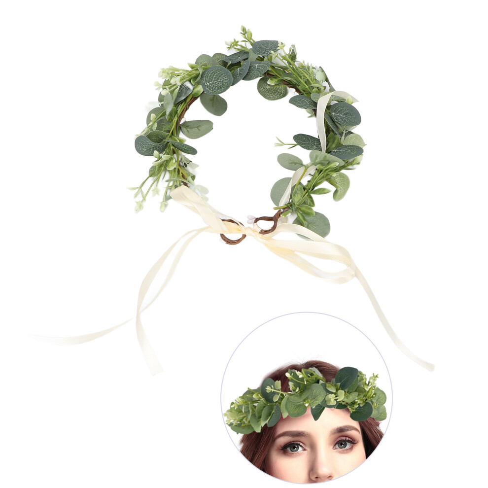 Artificial Eucalyptus Wreath Green for Seaside Vacation Photo Decor 40cm