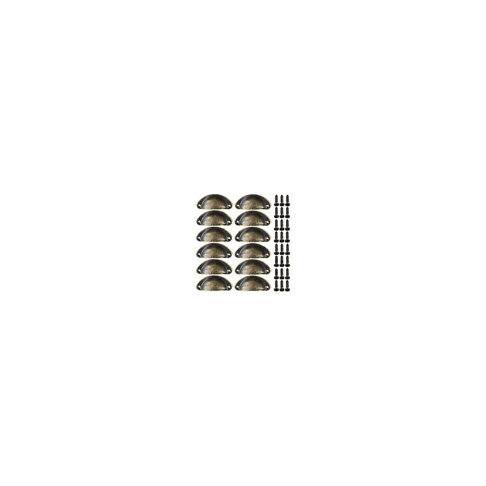 Kikidex (As Show, One Size) 12Pcs Vintage Furniture Handles Metal Shell Drawer Knobs For Cupboards Wardrobe Dresser Kitchen Drawers Antique Brass 81*35Mm