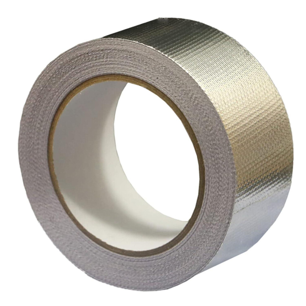 Kikidex (As Show, One Size) Fiberglass Aluminum Foil Duct Insulation Tape, High Temperature, Reinforced Metal Tape, Waterproof Tape (5Cm X 25M) Silver