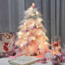 (As show, One size) SDIGV Pink Feather Christmas Tree, Reusable Tabletop Christmas Tree Christmas Tree Christmas Decorations-to 60cm
