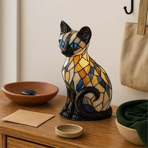 Glas-in-lood kattenlamp 2