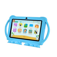 7-Zoll-Kindertablet mit robuster Schutzhülle (mit Cartoon-Motiven) und EU-Stecker (Blau)