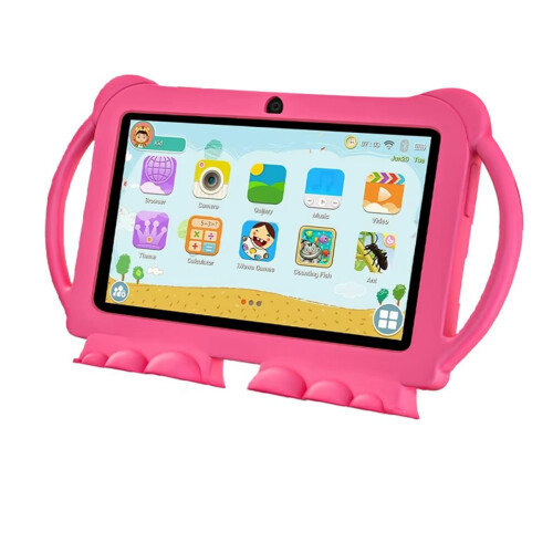 7-Zoll-Kindertablet mit robuster Schutzhülle (EU-Stecker, Pink) 1