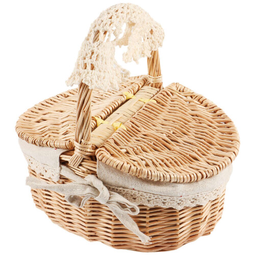 Mand rieten kampeerpicknick en houten 2