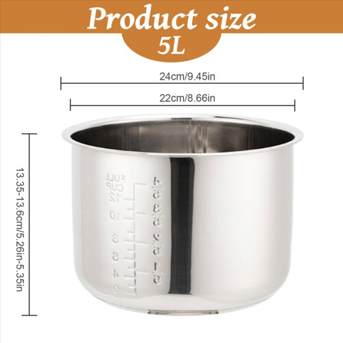 Stainless Steel Rice Cooker Inner Pot 5L,with Scale 2
