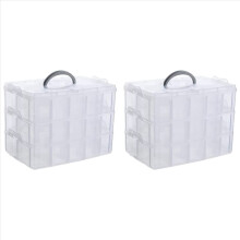 Kunst, ambachten en sieraden, stapelbare 3-laags doorzichtige plastic organizer