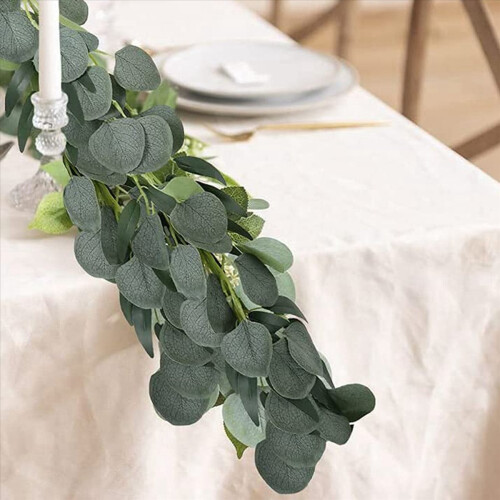 Artificial Eucalyptus Garland with Willow Vines, 2 Packs 6.5 Feet 1
