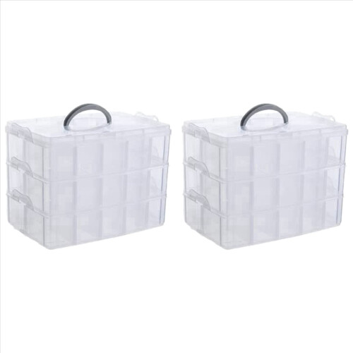 Arts, Crafts and Jewelry, Stackable 3-Tier Clear Plastic Organizer 1