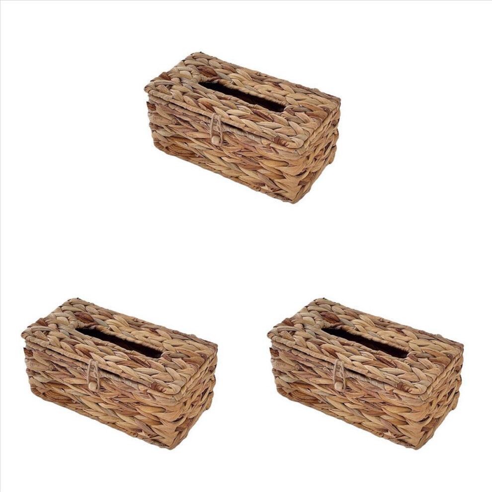 Water Hyacinth Woven Tissue Box Rattan Lid Sanitary Paper 4853020751416