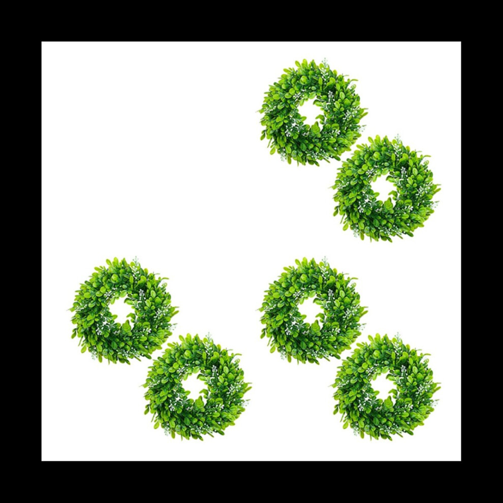 2 Pack Artificial Boxwood Wreath Leaves Decoration, 10 Inches-image-OPC-PMQQ62K-NEW