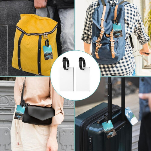 Double Sided MDF Suitcase Label Tag White Blank Backpack Travel Bag 2