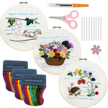 3Pack Embroidery Kits for Beginners Hand with Patterns(B)