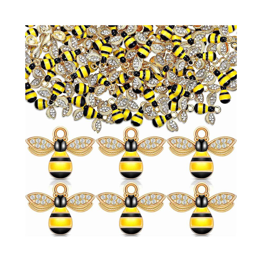 200 Pcs Enamel Bee Charms Craft Pendant for Jewelry Making-image-OPC-PMQQJCP-NEW